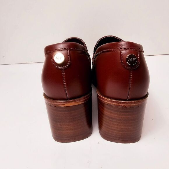 NEW Marc Fisher Kchris Brown Leather Stack Heel Block Heel Loafers Size 7.5 - Picture 5 of 8